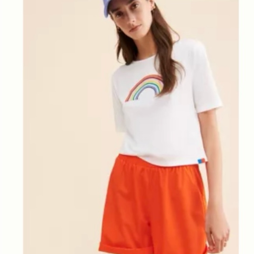 Anthropologie Kule organic cotton rainbow Baha tee size small NWT